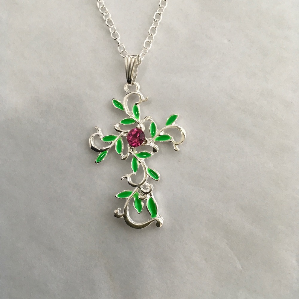 Fashion Cross Gem Necklace - Picture 2 of 7